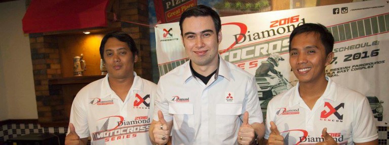 (From left) XAS Marketing Head Elgene Cruz, Head of Planning and Marketing of Diamond Motor Corporation, and Generation Congregation Director Samuel Mark Tamayo are all thumbs up for the upcoming Diamond Motocross Series happening at Mx Messiah Fairgrounds on February 27.