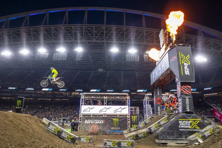 Cooper Webb wins with an arm pump in Seattle.